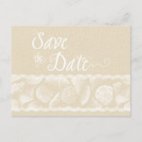 Burlap Beach Save the Date with Lace and Shells