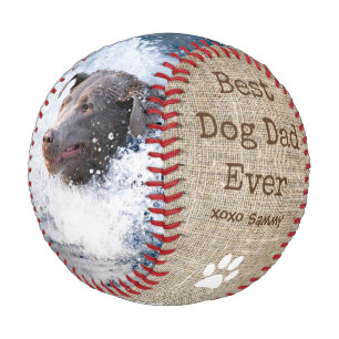 Burlap Best Dog Dad Ever Two Photo Fathers Day Baseball