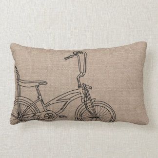 Burlap Bicycle Old Bike Lumbar Cushion