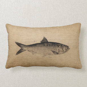 Burlap Big Fish Lumbar Cushion