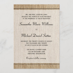 Burlap Black Border Wedding Invitations