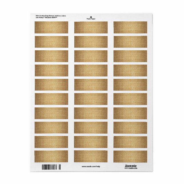 Burlap Blank Textured Background Return Address Label (Full Sheet)