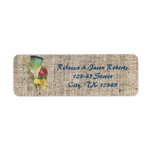 burlap boho feather wildflower bohemian wedding return address label
