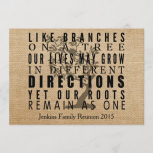 Burlap Branches Tree Family Reunion Invitation