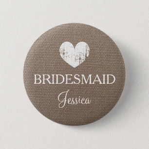 Burlap bridesmaid button for country chic wedding