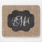 Burlap Chalkboard Look Triple Monogrammed Script