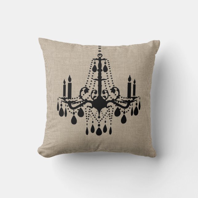 Burlap Chandelier Pillow (Front)