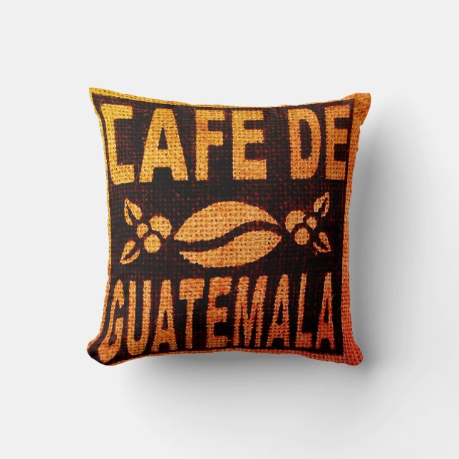 BURLAP COFFEE BAG THROW PILLOWS GUATEMALAN (Front)