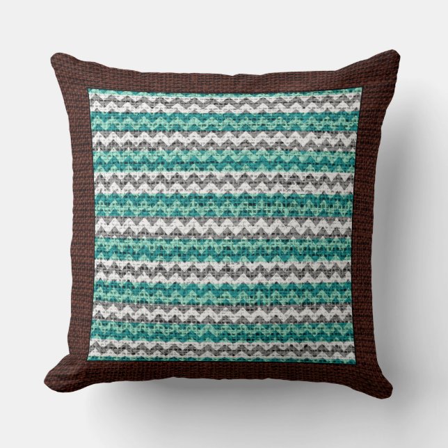 Burlap Coloured Chevron Modern Brown Border #22 Cushion (Front)