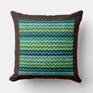 Burlap Coloured Chevron Modern Brown Border #6 Cushion