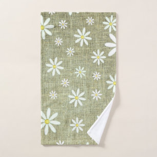 Burlap Daisy Hand Towel