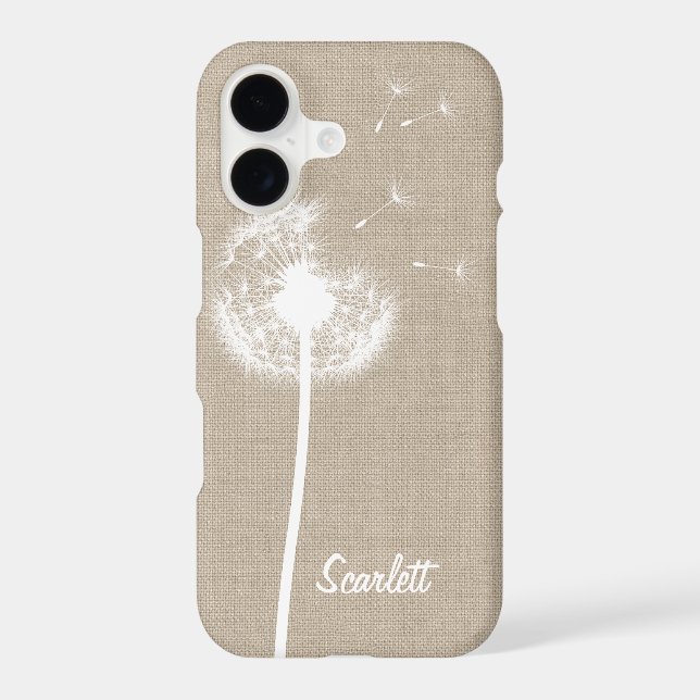 Burlap Dandelion Monogrammed iPhone 7 Plus Case (Back)