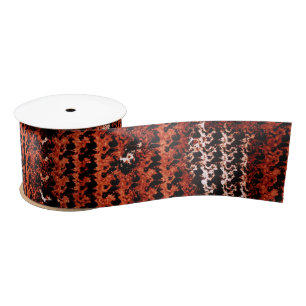 Burlap Distressed Burnt Orange Brown pattern Satin Ribbon