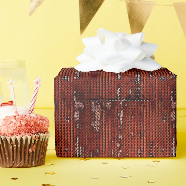 Burlap Distressed Burnt Orange Brown pattern Wrapping Paper (Birthday Party)