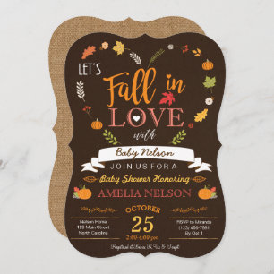 Burlap Fall In Love Pumpkin Baby Shower Invitation