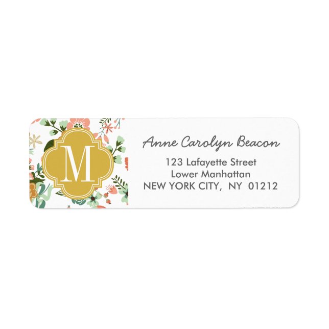 Burlap Flowers Botanical Floral Return Address Label (Front)