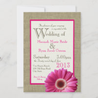 Burlap Fuchsia Gerbera Daisy Wedding