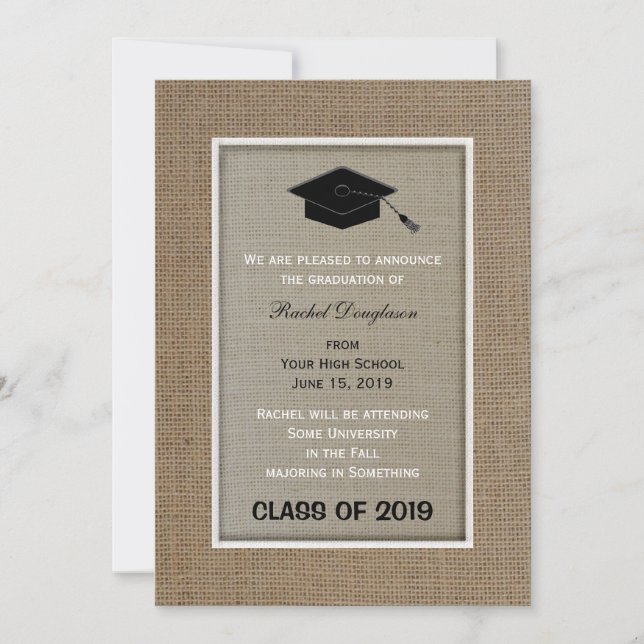 Burlap Graduation Announcement (Front)