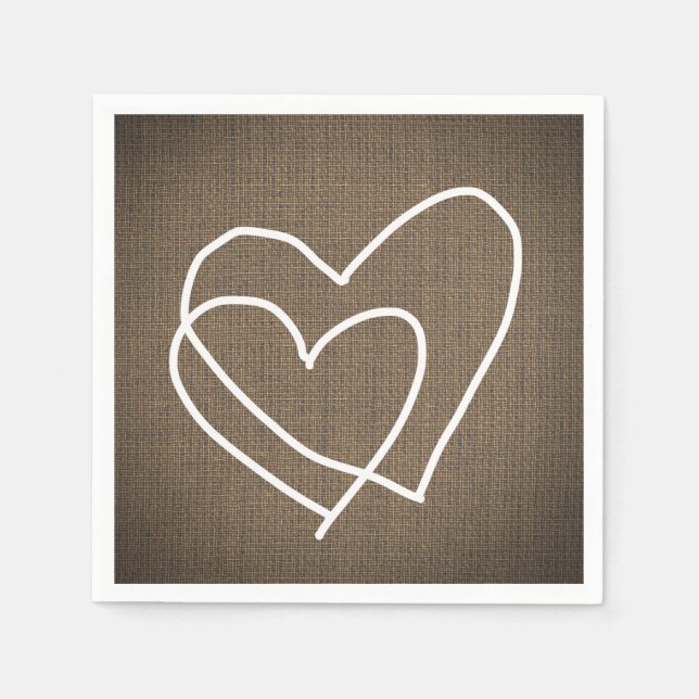 Burlap Hearts Rustic Country Wedding Napkin (Front)