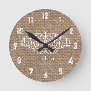 Burlap Inspired Butterfly Clock