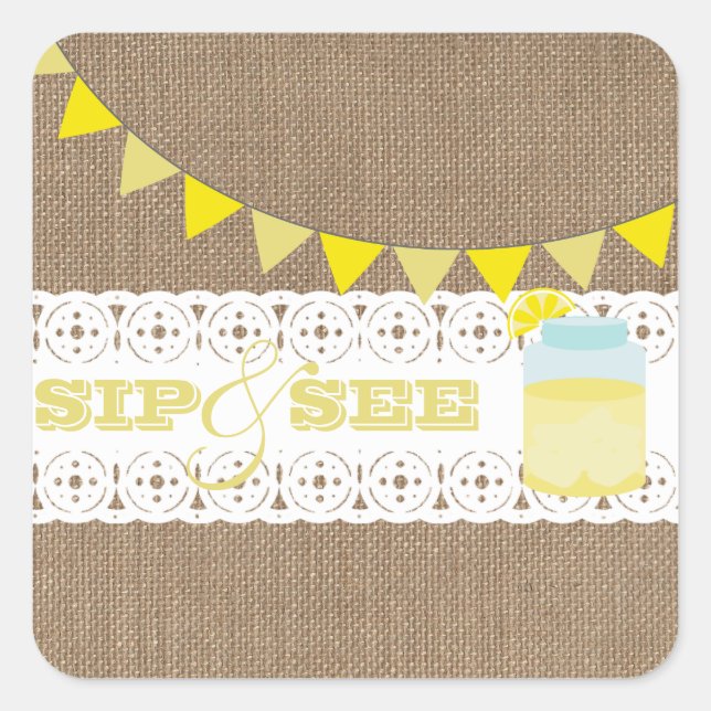 Burlap Inspired Lemonade Sip And See Sticker (Front)