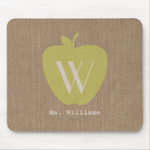 Burlap Inspired Monogram Teacher Mousepad