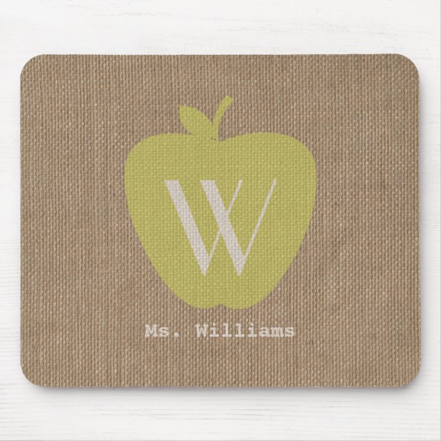 Burlap Inspired Monogram Teacher Mousepad (Front)