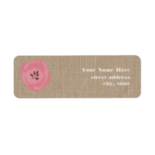 Burlap Inspired Pink Tulip Address Labels