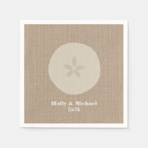 Burlap Inspired Sand Dollar Wedding Napkins