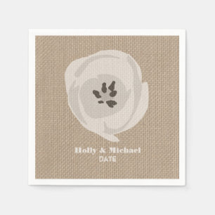 Burlap Inspired White Tulip Wedding Napkins