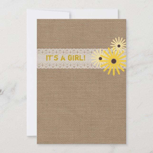 Burlap Inspired Wildlowers Baby Shower Invitation (Front)