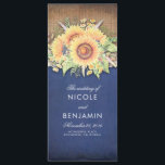 Burlap Lace and Sunflowers Navy Wedding Programs<br><div class="desc">Rustic burlap lace and sunflowers navy wedding programs</div>