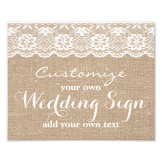 Burlap & Lace - Customise your own wedding sign -