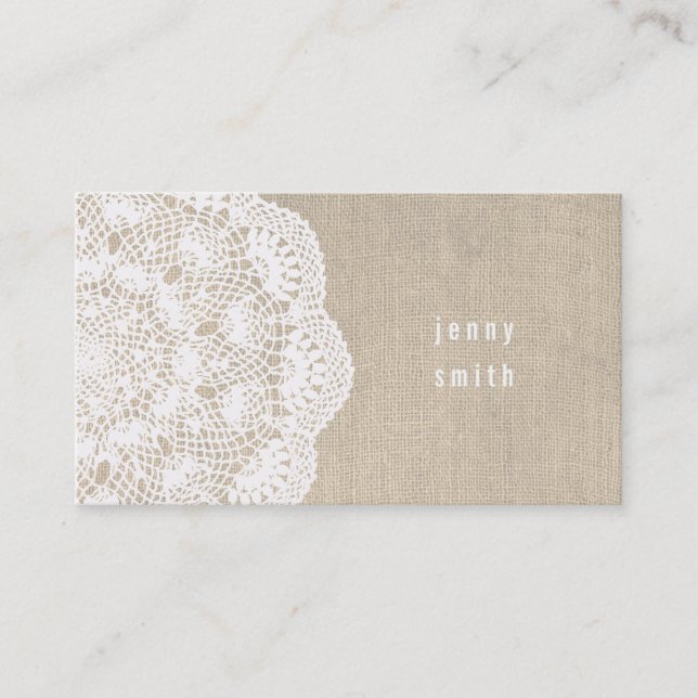 Burlap & Lace Doily Fashion Business Cards (Front)
