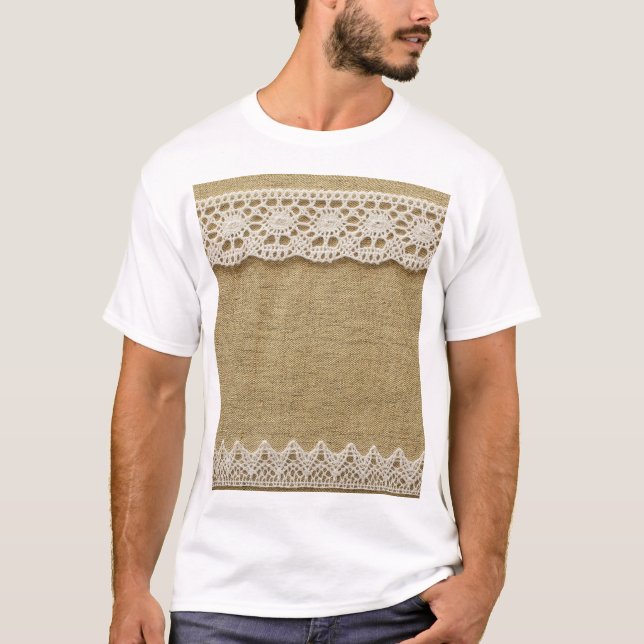 Burlap, lace fabric texture. T-Shirt (Front)