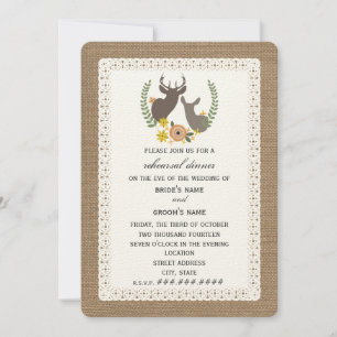 Burlap + Lace Inspired Deer Fall Rehearsal Invitation