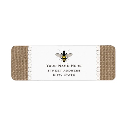 Burlap & Lace Inspired Honey Bee Address Label