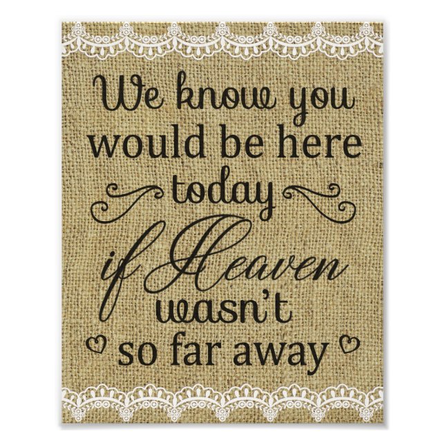 Burlap & Lace Memorial Wedding Print (Front)