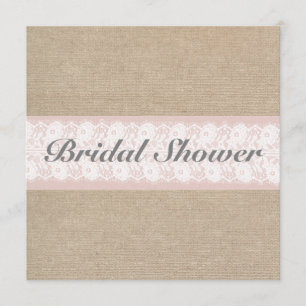 Burlap & Lace Pink Customisable Bridal Shower Invitation
