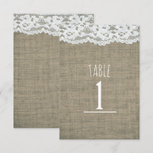 Burlap & Lace Simple Rustic Wedding Table Number