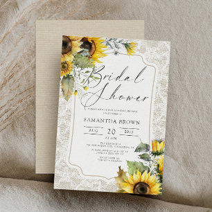Burlap Lace Sunflowers Elegant Fall Bridal Shower Invitation
