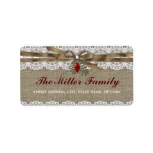 Burlap & Lace Vintage Christmas Address Labels