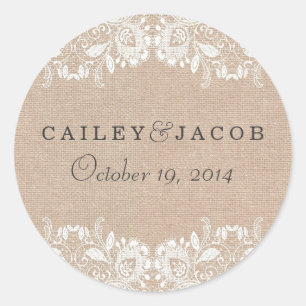 Burlap & Lace Wedding Sticker