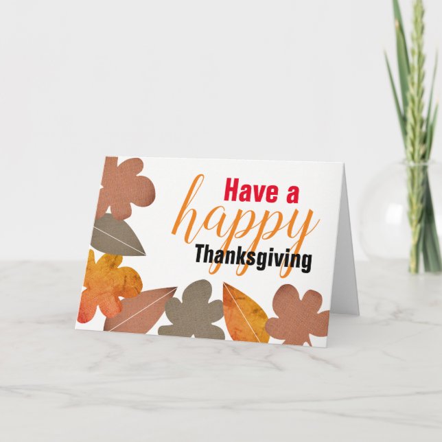 Burlap Leaf, Happy Thanksgiving Card (Front)