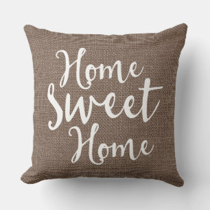 Burlap Look Home Sweet Home Cushion