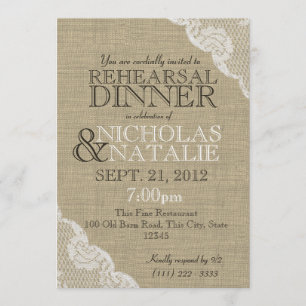 Burlap Look Rehearsal Dinner Invitation