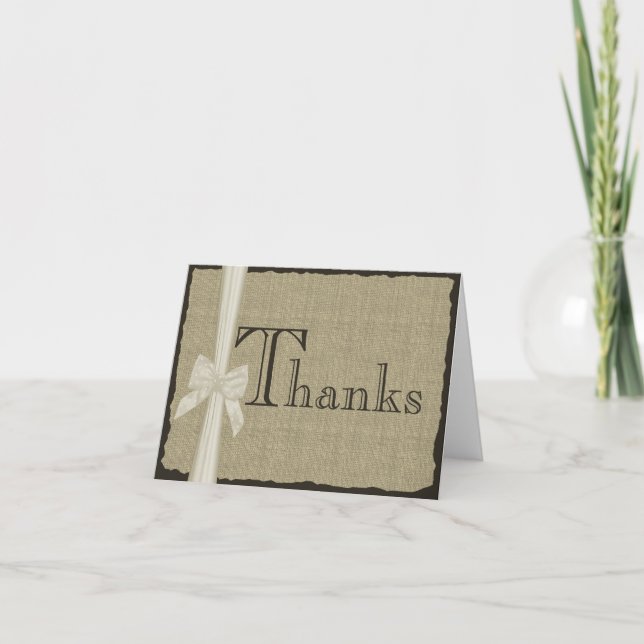 Burlap Look Thank You Card (Front)