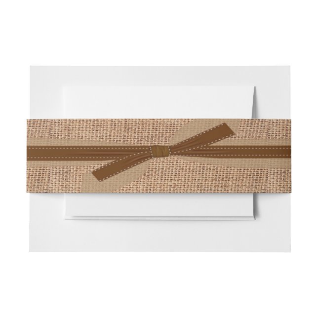 Burlap Look Wedding Belly Band Invitation Belly Band (Front Example)
