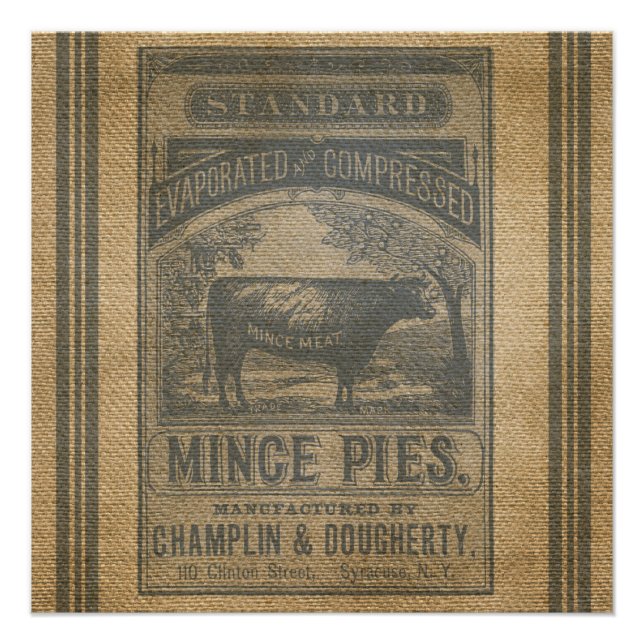 Burlap Mince Pies Vintage Advertisement Poster (Front)