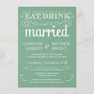 Burlap Mint Green Rustic Wedding Invitations